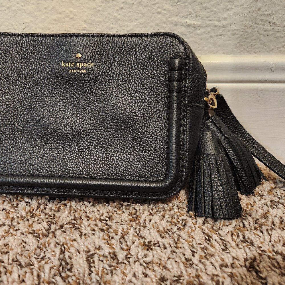 Black Pebbled Leather Kate Spade Crossbody Purse - Picture 2 of 2